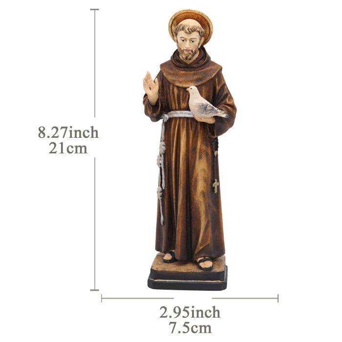 【现货】木雕-圣方济各与和平鸽木雕圣像-21厘米 Catholic religious art