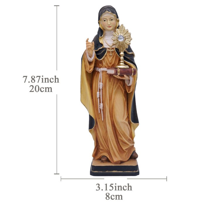 【现货】木雕-圣女加辣亚西西手工态像-彩色-20厘米 Catholic religious art