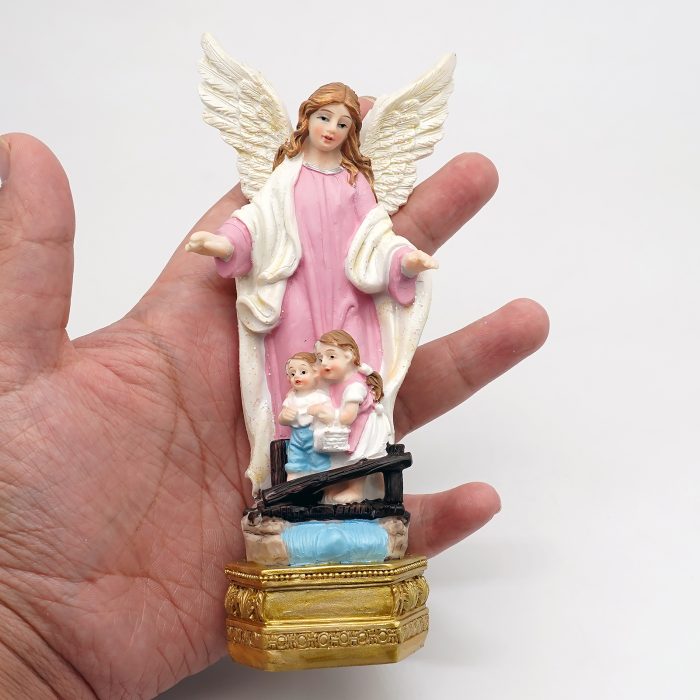 圣像-护守天使-粉/蓝色-树脂-15x7cm Catholic religious art