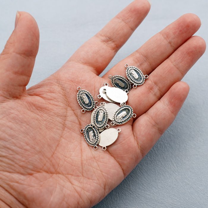 DIY三通-圣母-锌合金-蓝色-1.4x1cm Catholic religious art