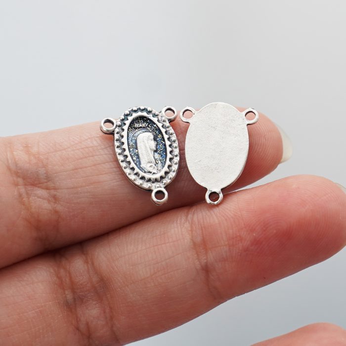 DIY三通-圣母-锌合金-蓝色-1.4x1cm Catholic religious art