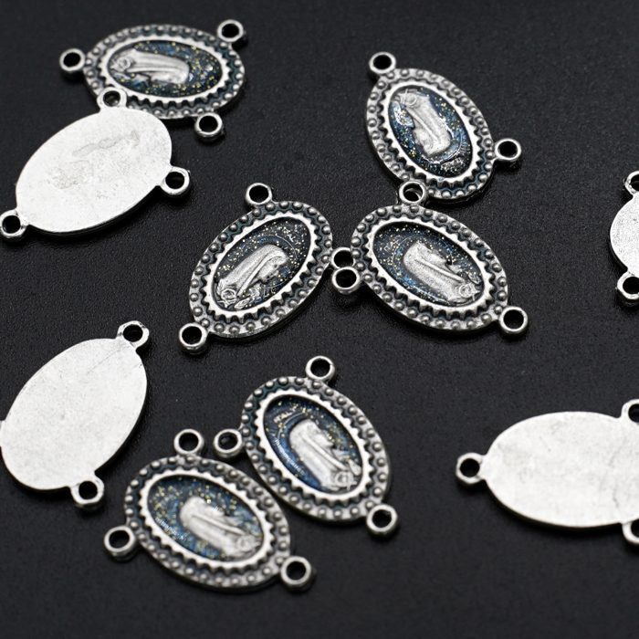 DIY三通-圣母-锌合金-蓝色-1.4x1cm Catholic religious art