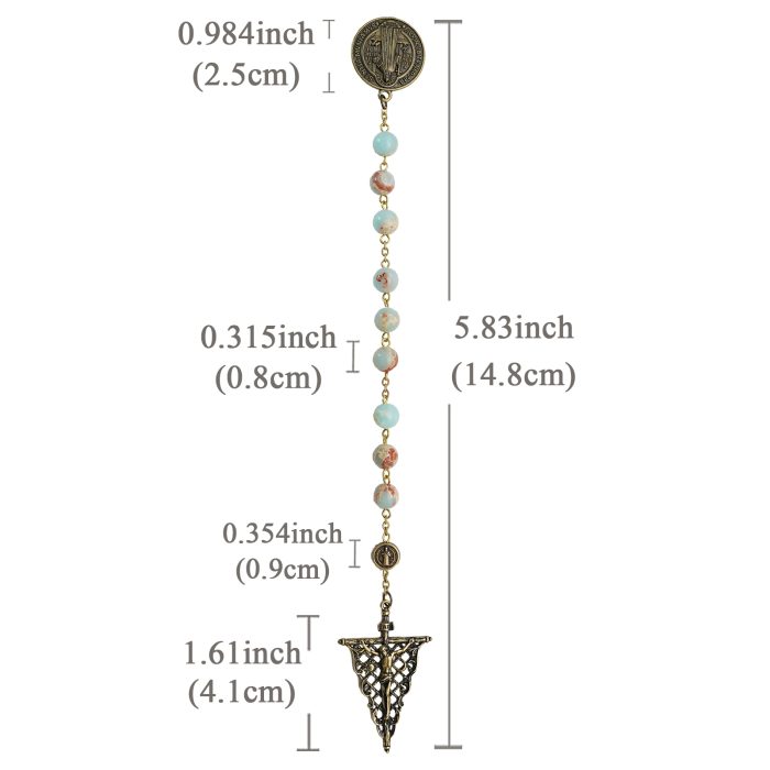 9-Bead Chaplet - St. Benedict - Openwork Vintage Crucifix - Shoushan Stone Beads - 8mm Catholic religious art
