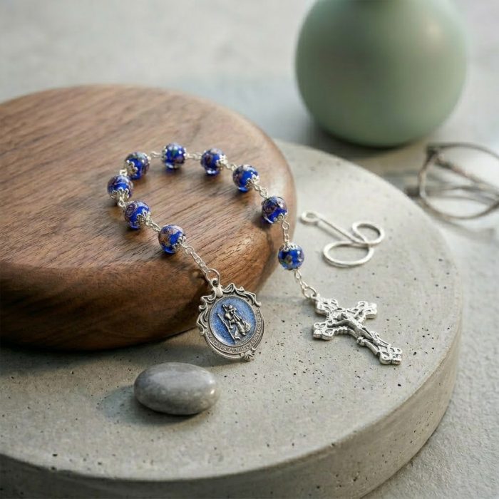 九珠串经-基多福-蓝色/红色珐琅彩-琉璃珠-10mm Catholic religious art