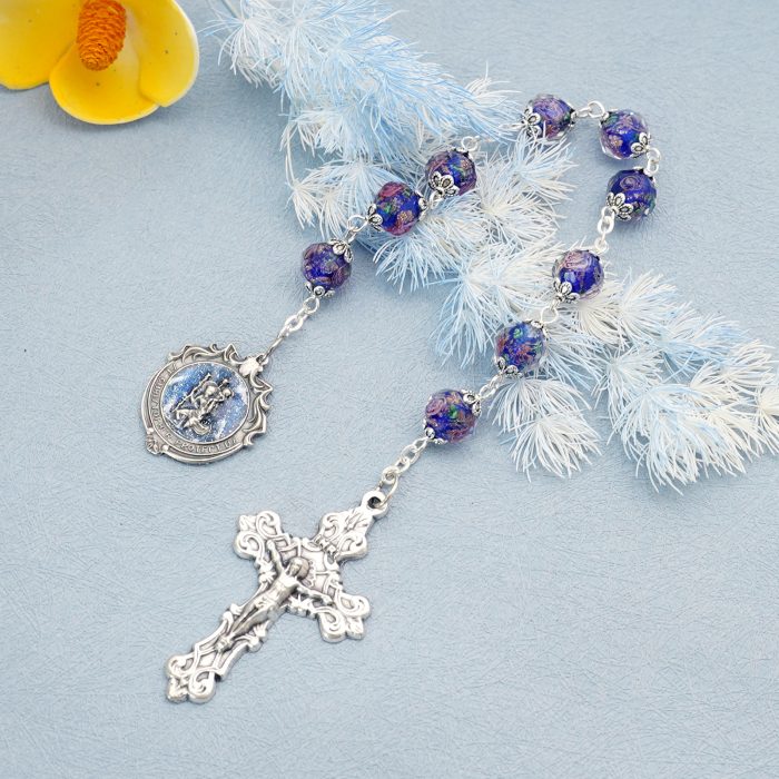 九珠串经-基多福-蓝色/红色珐琅彩-琉璃珠-10mm Catholic religious art