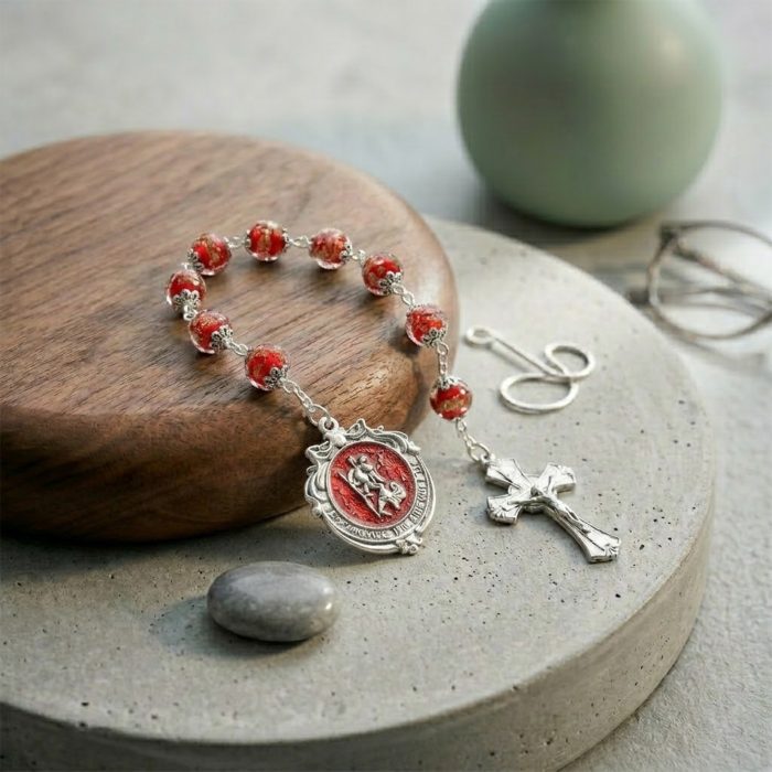 九珠串经-基多福-蓝色/红色珐琅彩-琉璃珠-10mm Catholic religious art