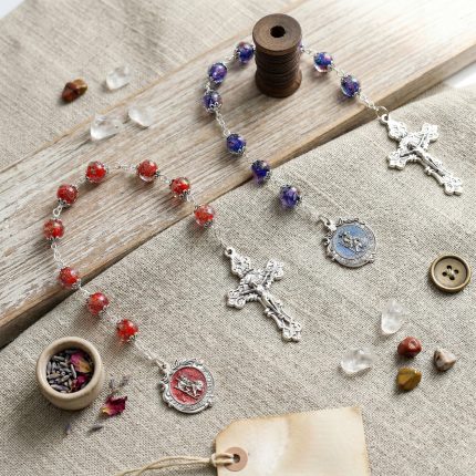 九珠串经-基多福-蓝色/红色珐琅彩-琉璃珠-10mm