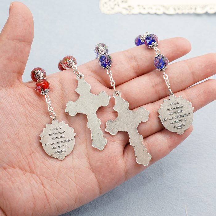 九珠串经-基多福-蓝色/红色珐琅彩-琉璃珠-10mm Catholic religious art