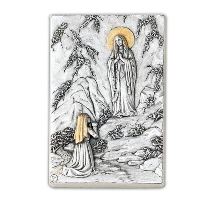 笔筒-浮雕圣像-露德圣母-胡桃木特制纪念款-11x7.5x7.5cm Catholic religious art