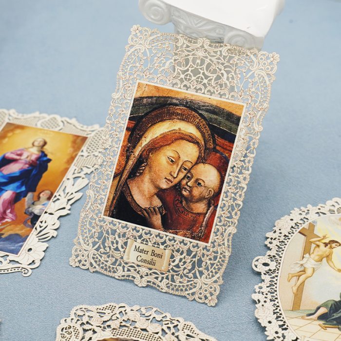 蕾丝圣像卡-善导圣母（Mater Boni Consilii）-7×11 cm Catholic religious art