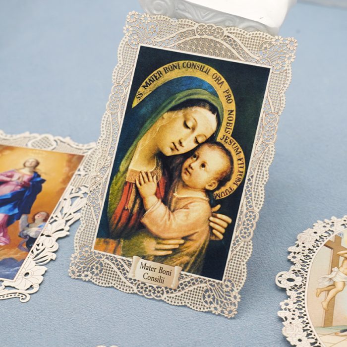 蕾丝圣像卡-善导圣母（Mater Boni Consilii）-7×11 cm Catholic religious art