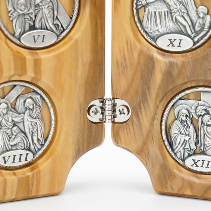 双联橄榄木苦路-圆形合金牌-镀银基督-救世主-17x22.5cm Catholic religious art